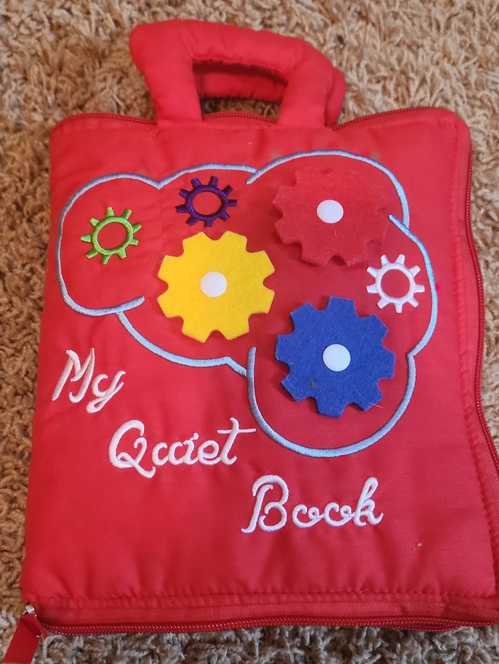 Red Interactive Quiet Book with Colorful Soft Interactive Pages